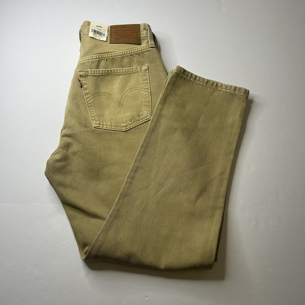 NWT Levis 501 Original Cropped Jeans Womens 28x28 Tan Beige High Rise Straight